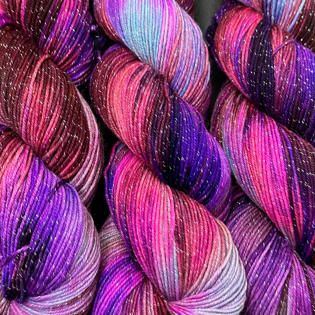Figment sparkly sock yarn Purple Rain Redux