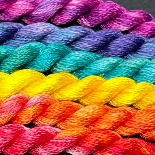Hand dyed embroidery cotton thread set Retro Rainbow