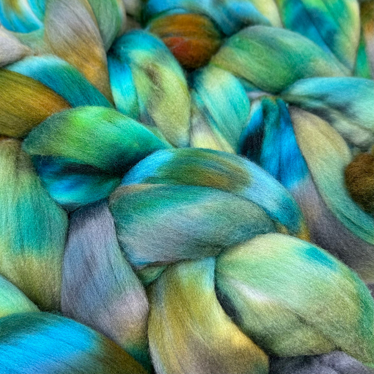 American Targhee wool top spinning fiber Pictured Rocks Deep Dyed Yarns
