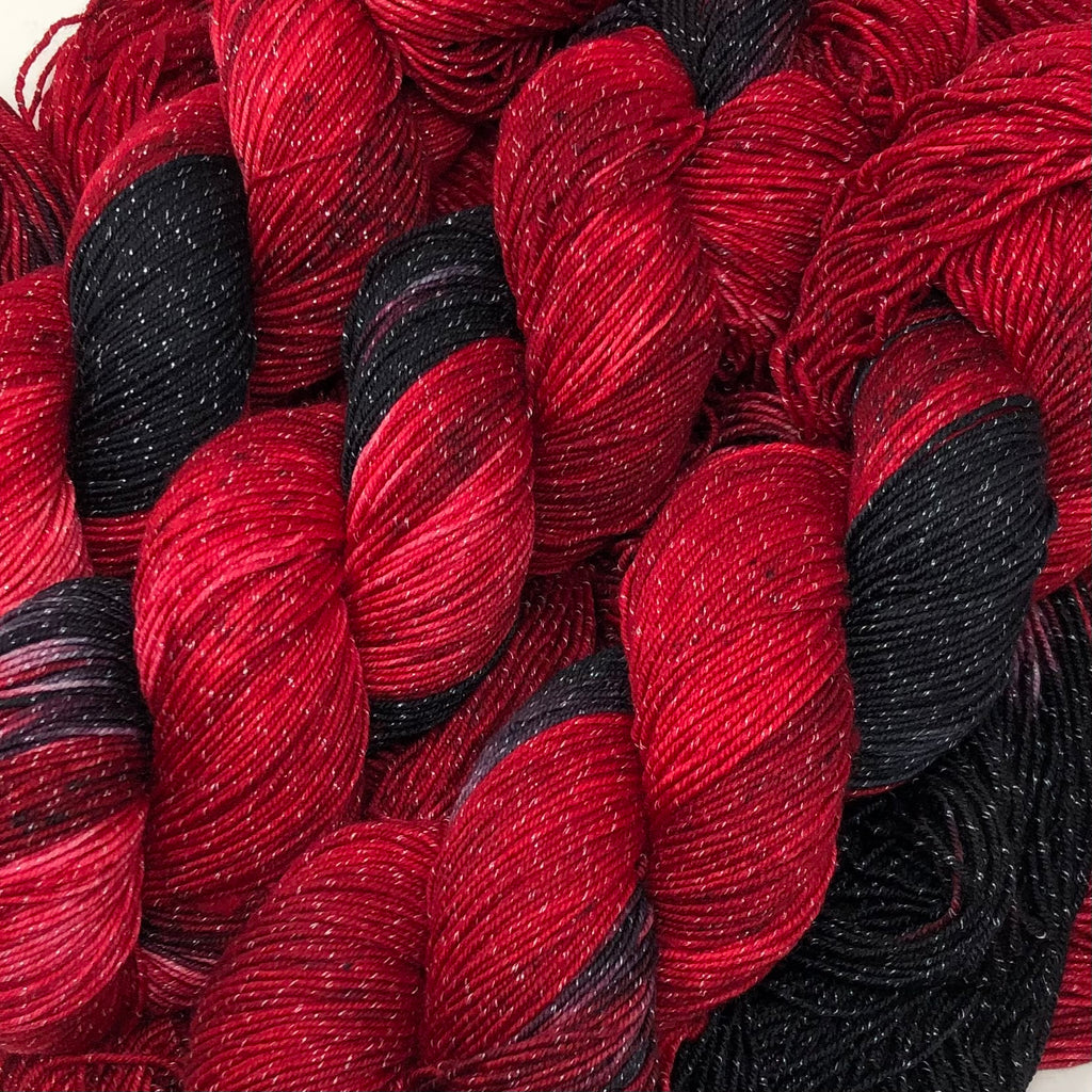 Figment sparkly sock yarn Cardinal
