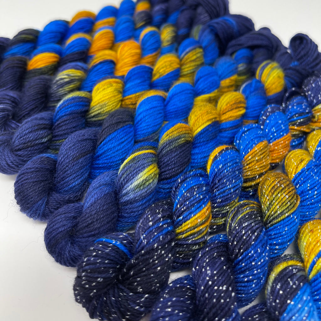 70 yard sock yarn mini skein Starry Night