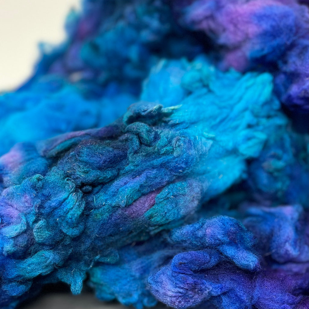 Hand Dyed fleece felting spinning Tunis Galaxy