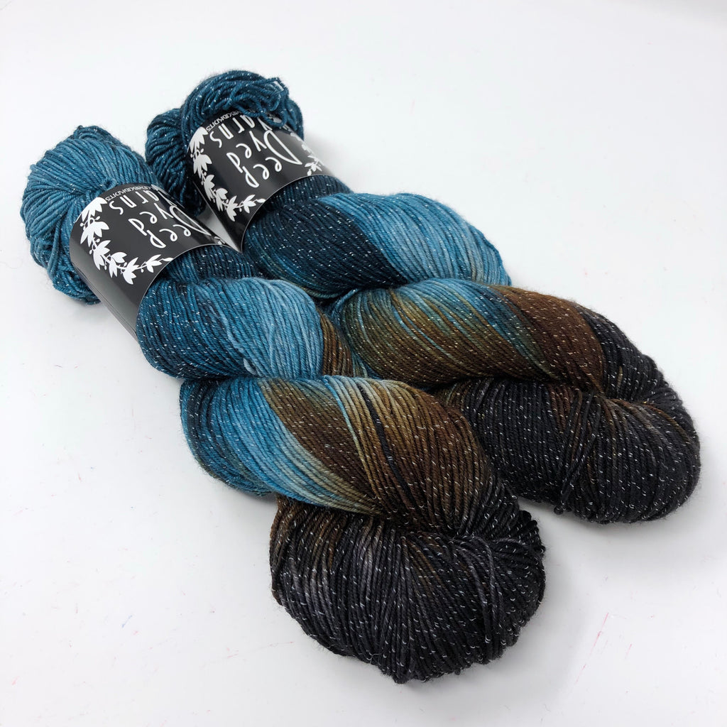 Figment sparkly sock yarn in Driftwood