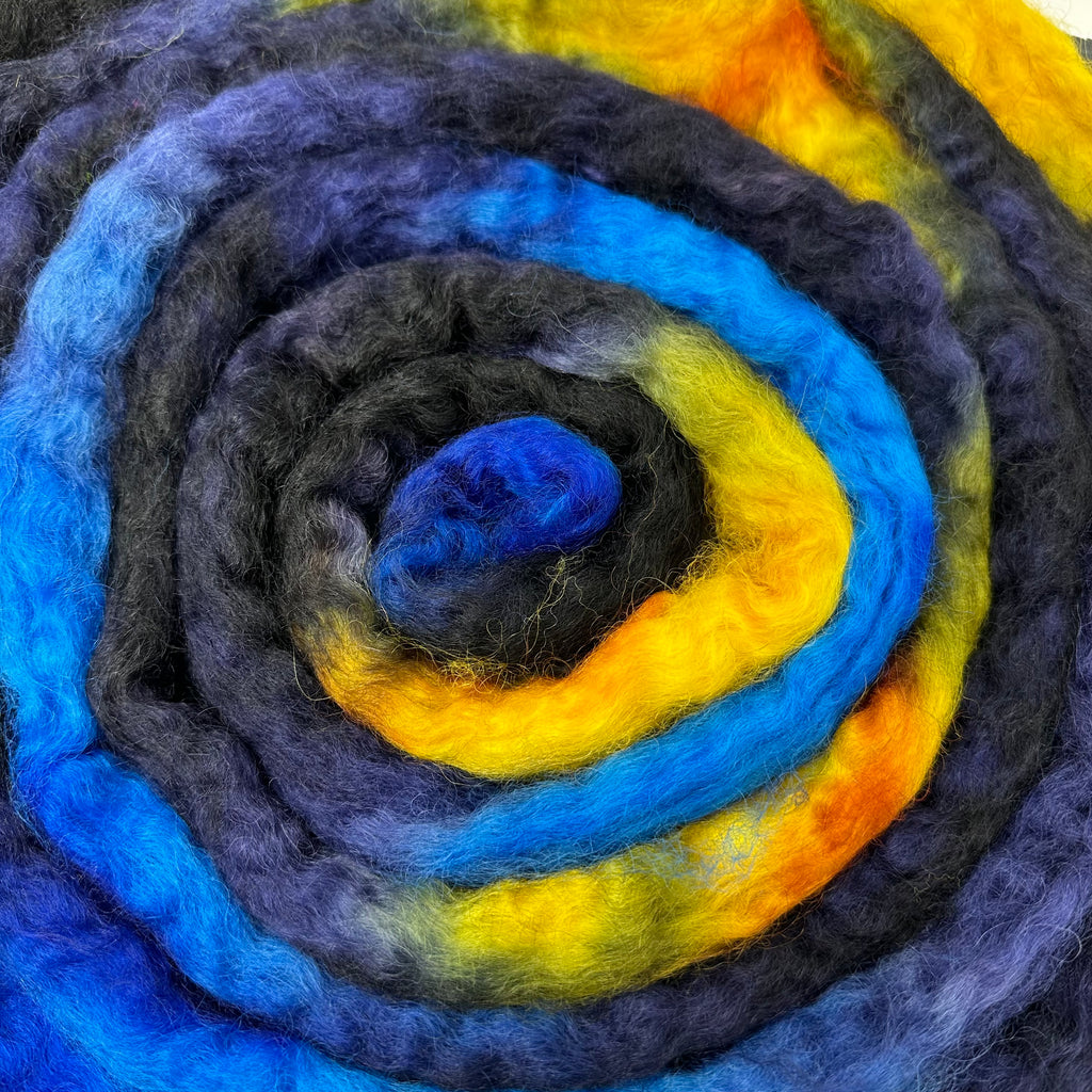 Wensleydale longwool top spinning fiber Starry Night