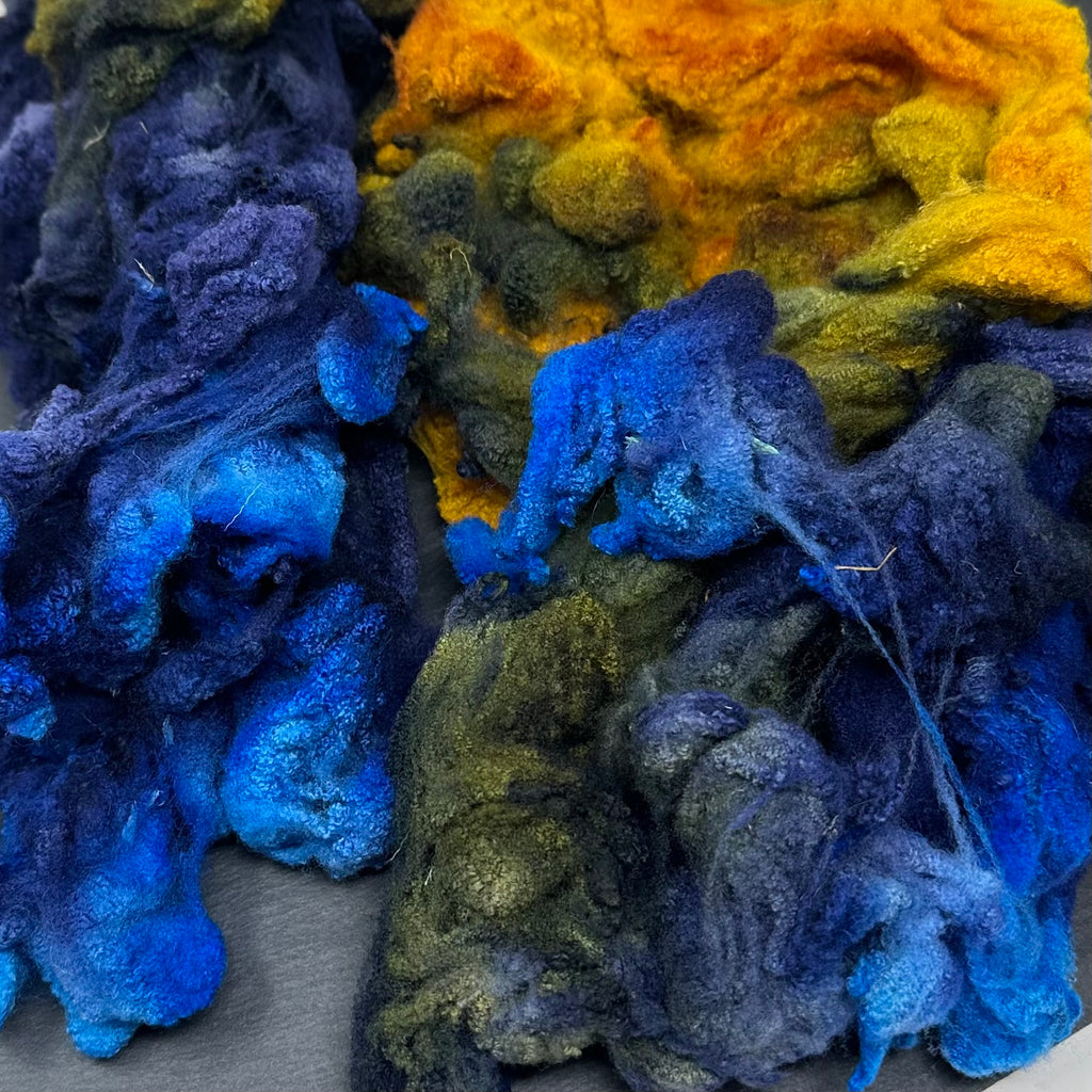 Hand Dyed fleece felting spinning Tunis Lamb Starry Night