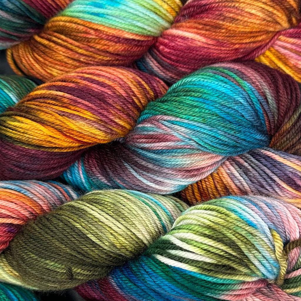 Still heavy DK to light worsted Mountain Gems