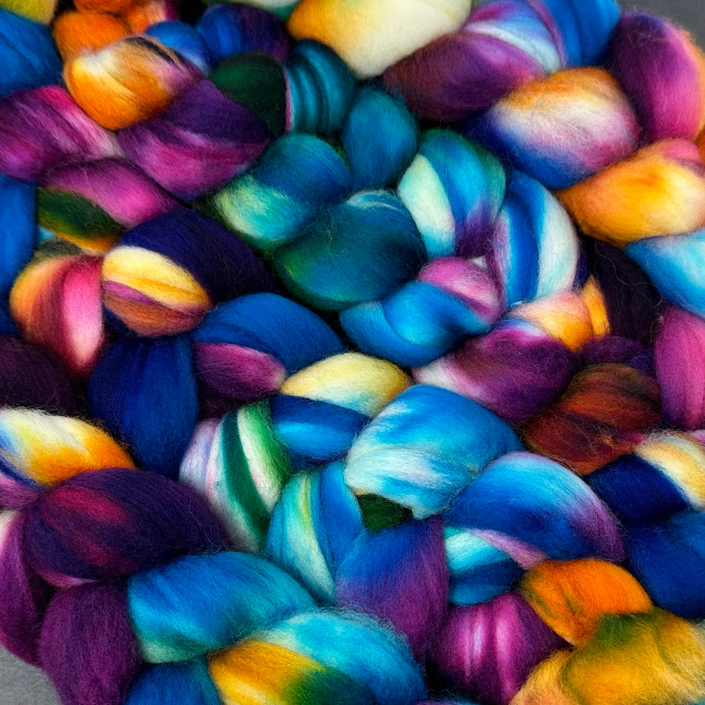 Superwash Merino Combed Top 18.5 micro Skittles