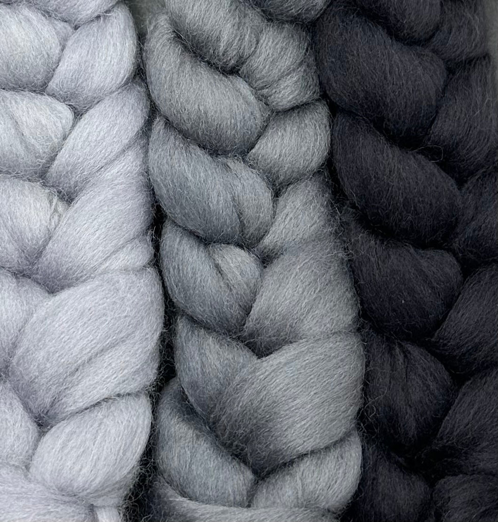 Gradient Merino Combed Top Spin Set Shades of Grey