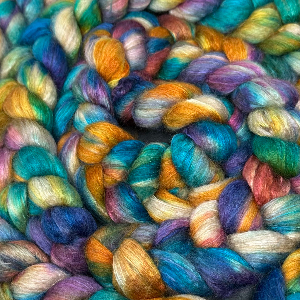 Baby Camel Tussah Silk combed top Skittles
