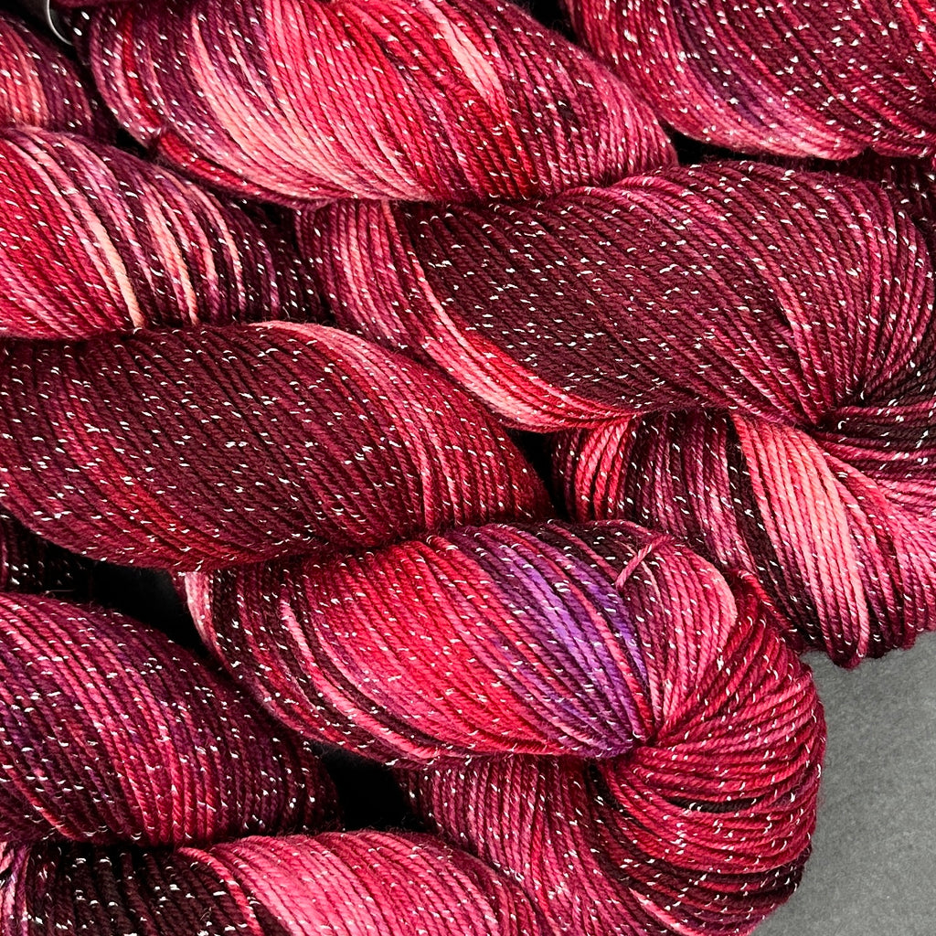 Figment sparkly sock yarn Ruby Red
