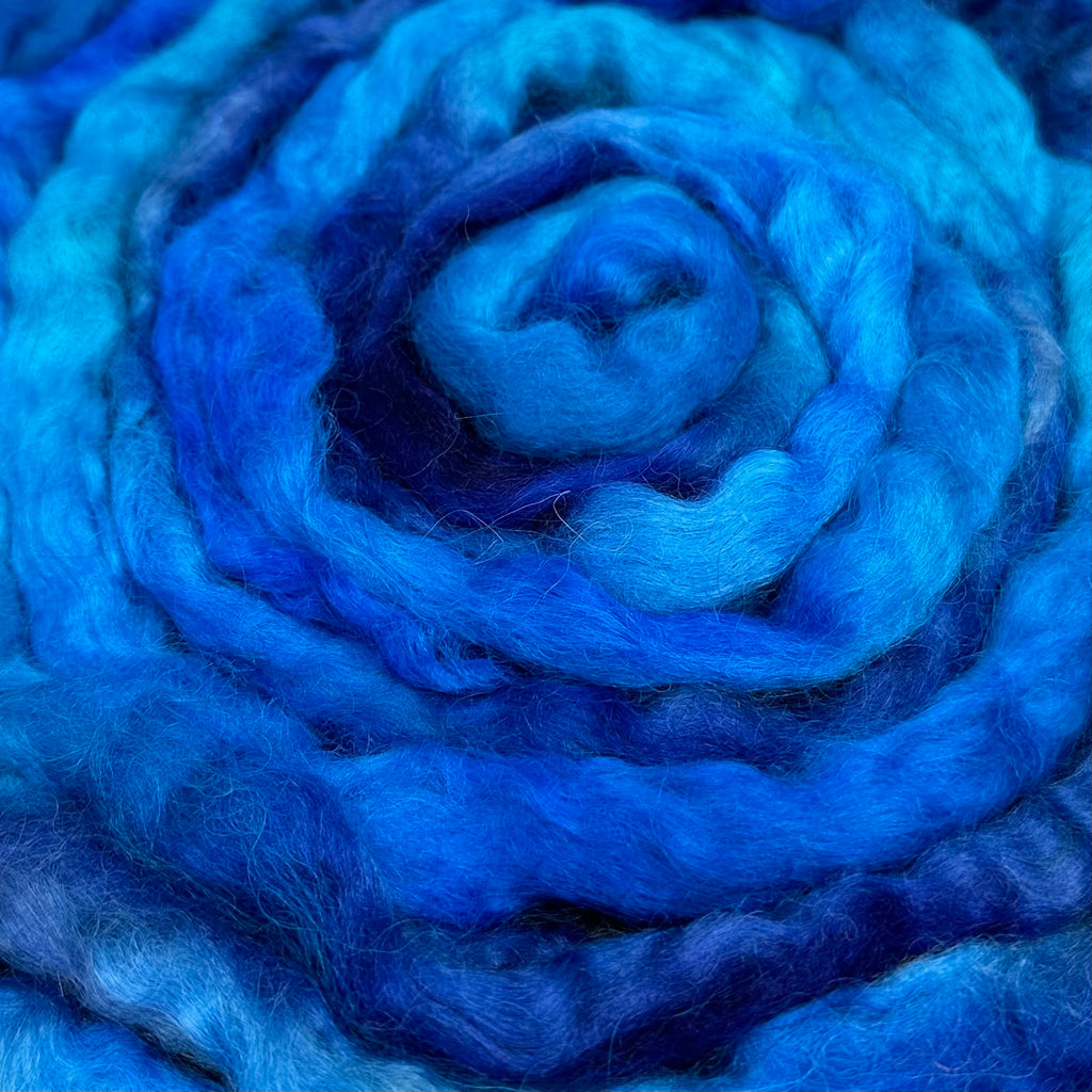 Wensleydale longwool top spinning fiber Big Blue