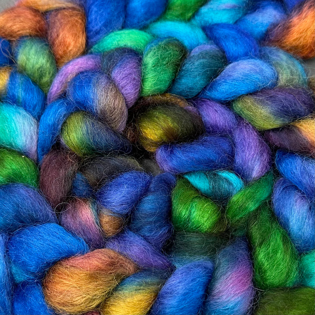 Wensleydale longwool top spinning fiber Skittles