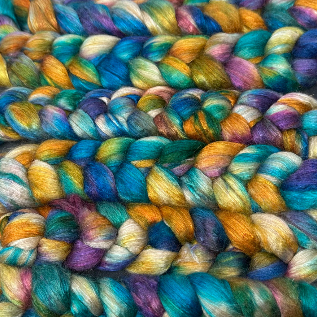 Baby Camel Tussah Silk combed top Skittles