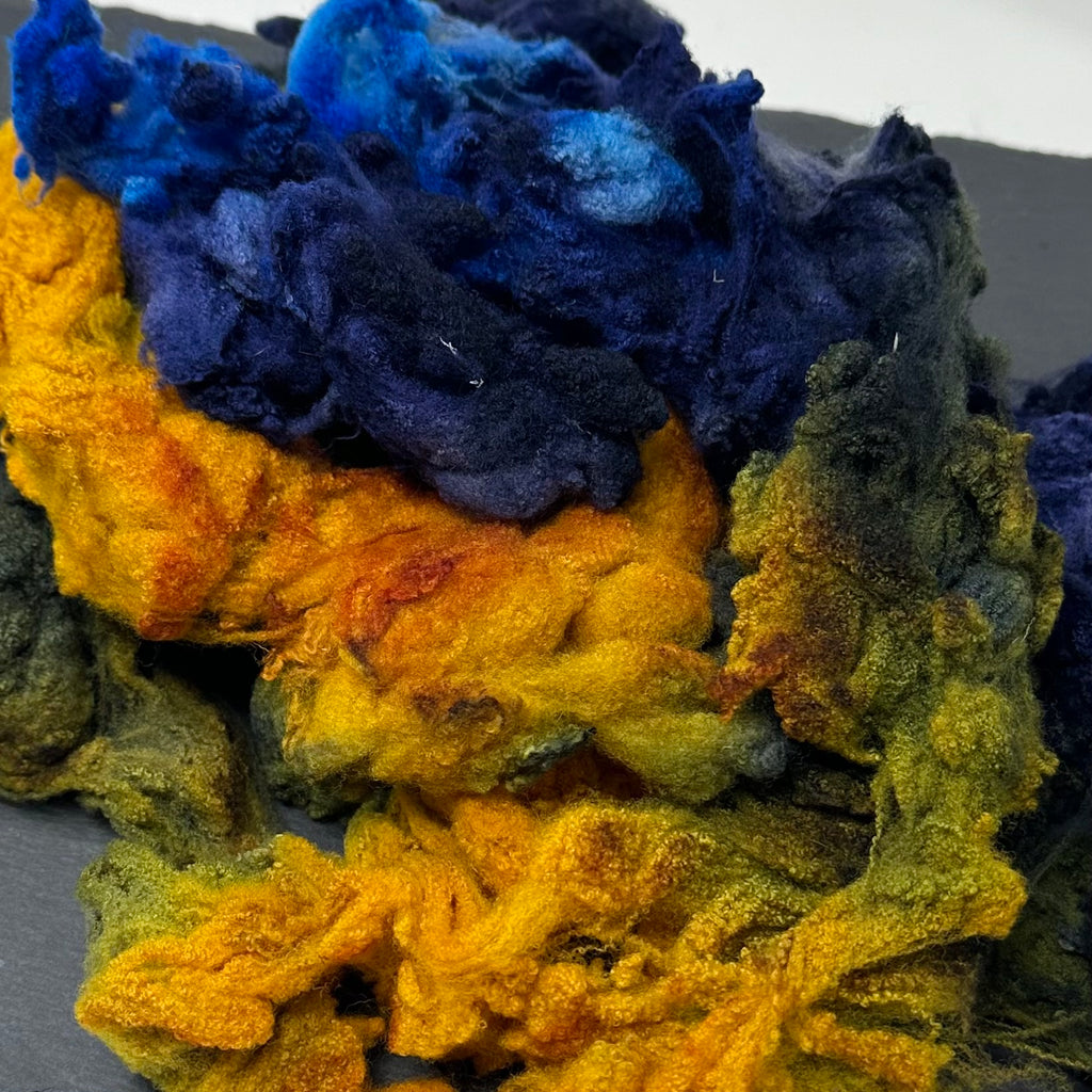 Hand Dyed fleece felting spinning Tunis Lamb Starry Night