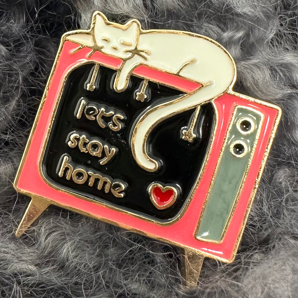 Let’s Stay Home Kitty Cat Pin Flair