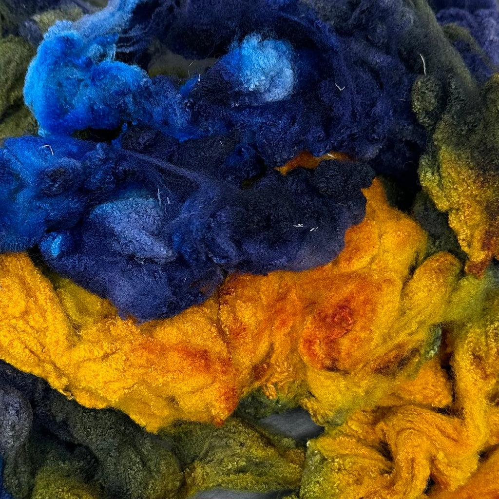 Hand Dyed fleece felting spinning Tunis Lamb Starry Night