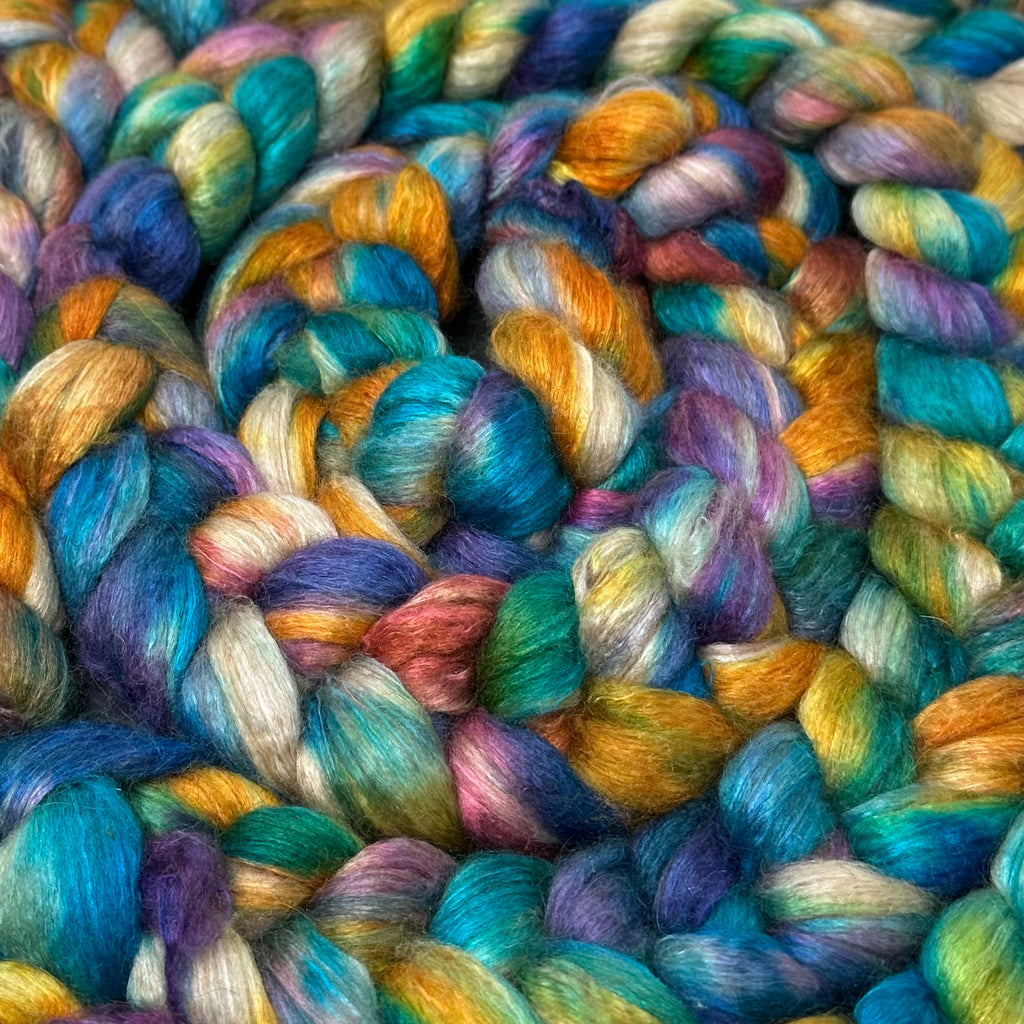 Baby Camel Tussah Silk combed top Skittles