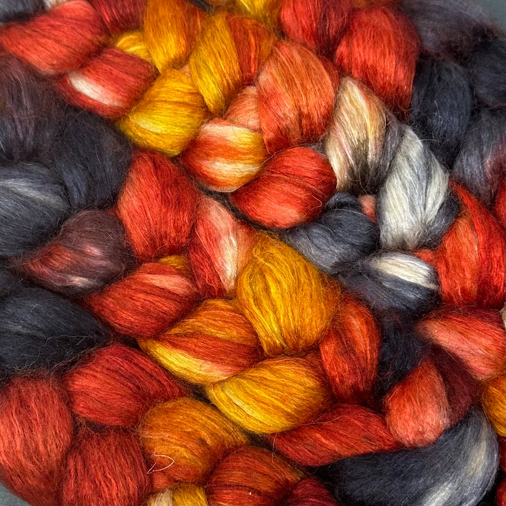 Baby Camel Tussah Silk combed top Fire on the Mountain