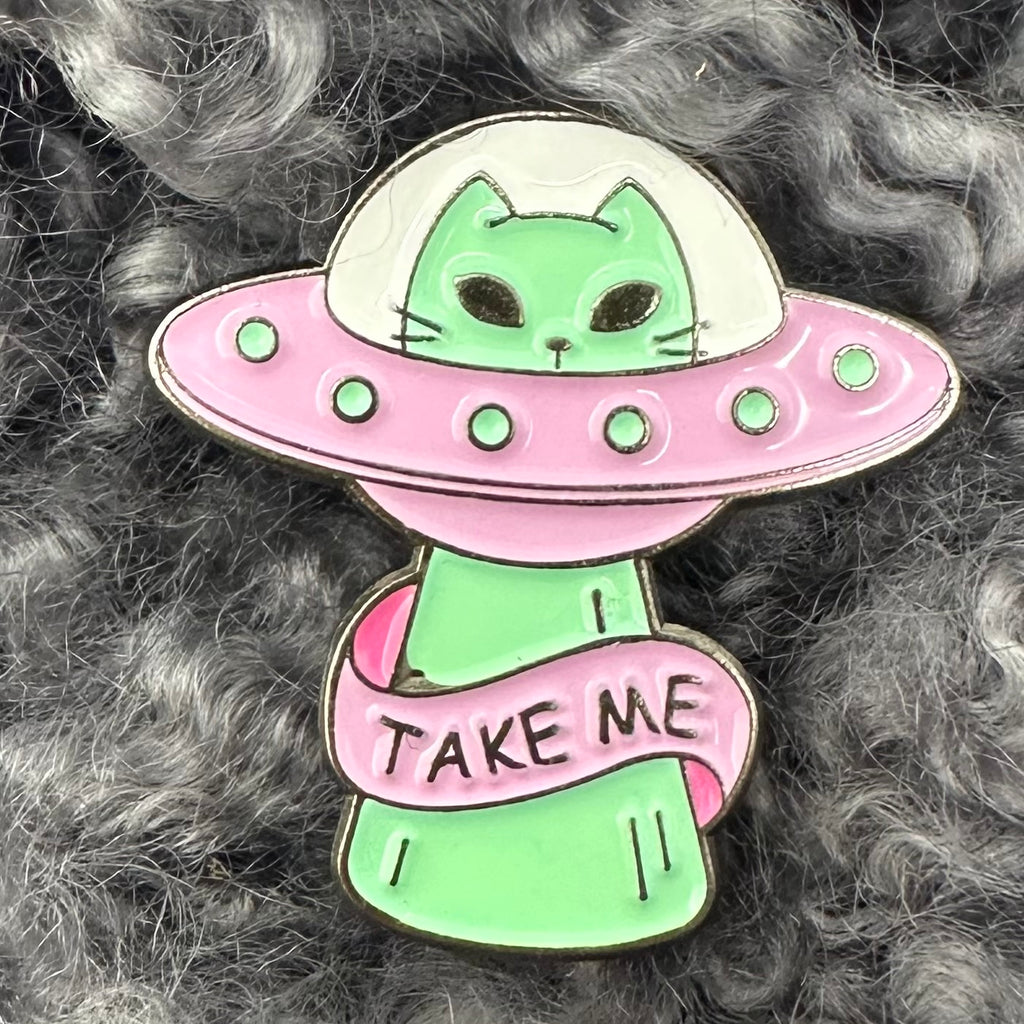 Take Me Alien Kitty Cat Pin Flair