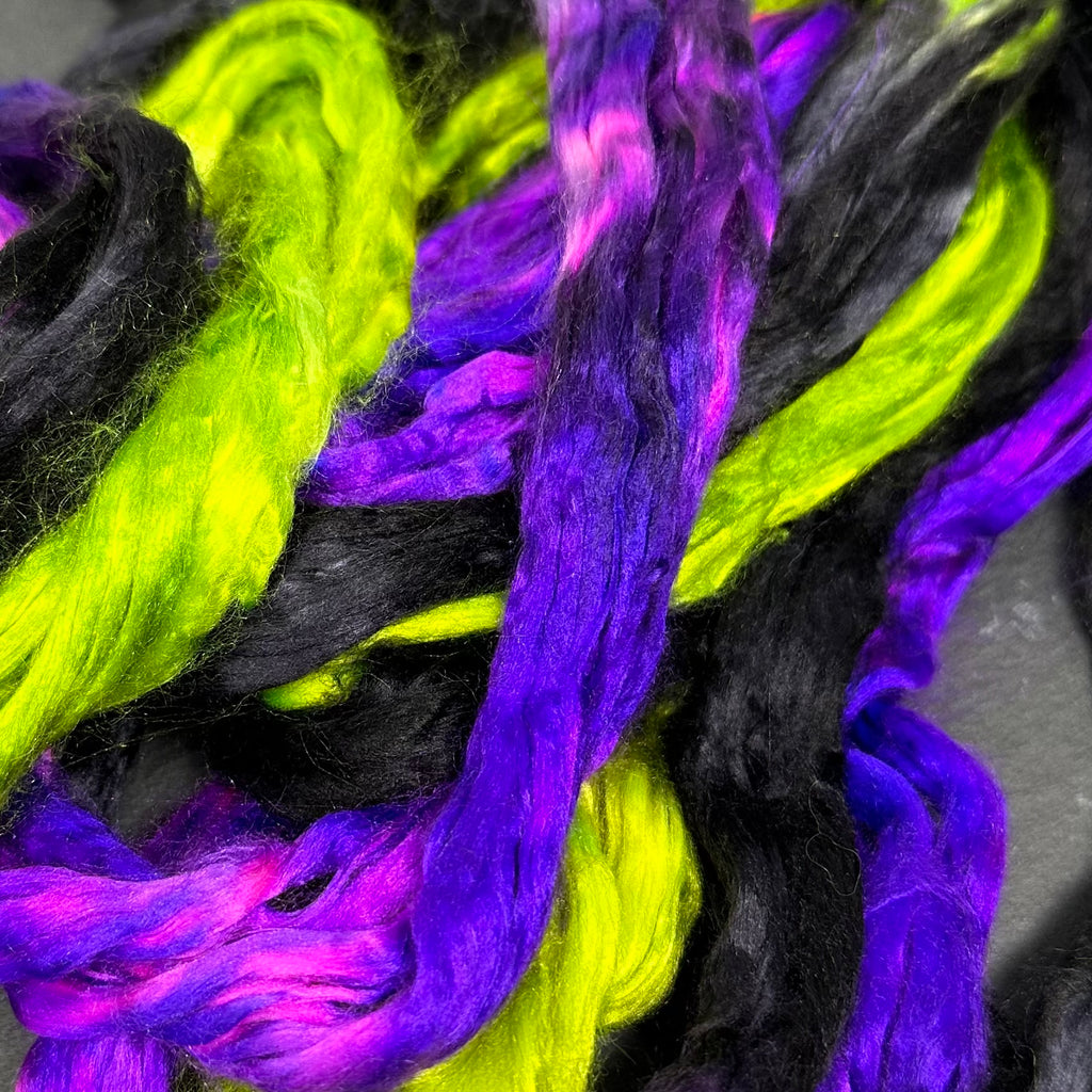 Mulberry Bombyx silk combed top hand spinning Oogie Boogie