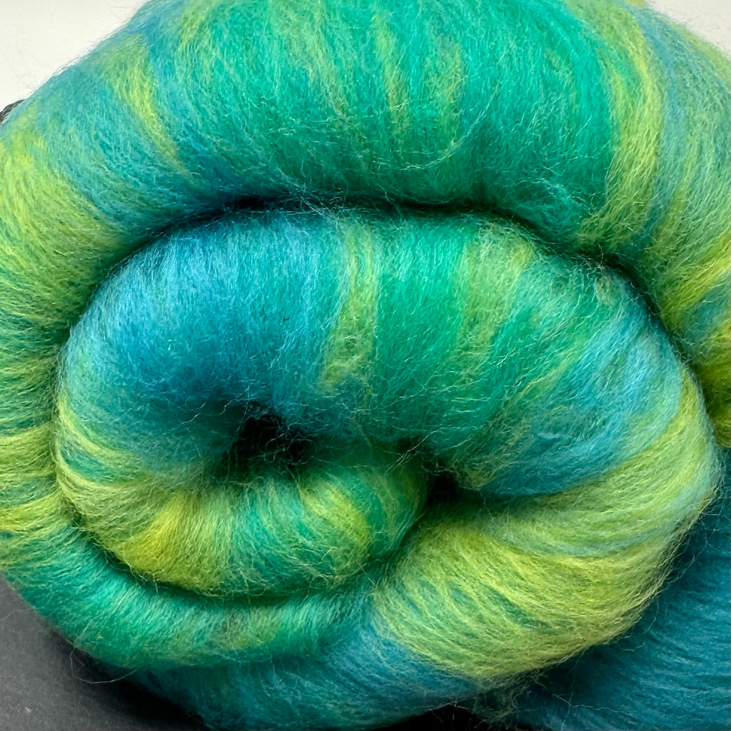 Merino wool Kiera batt spinning or Felting Pond Algae