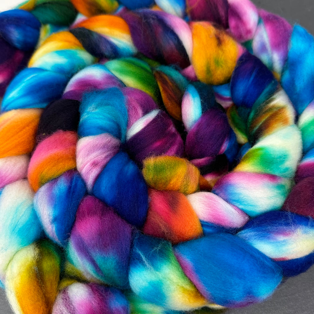 Superwash Merino Combed Top 18.5 micro Skittles