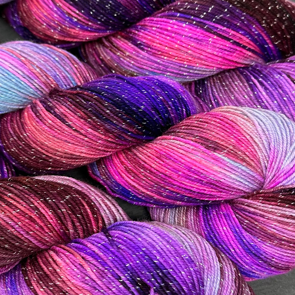 Figment sparkly sock yarn Purple Rain Redux