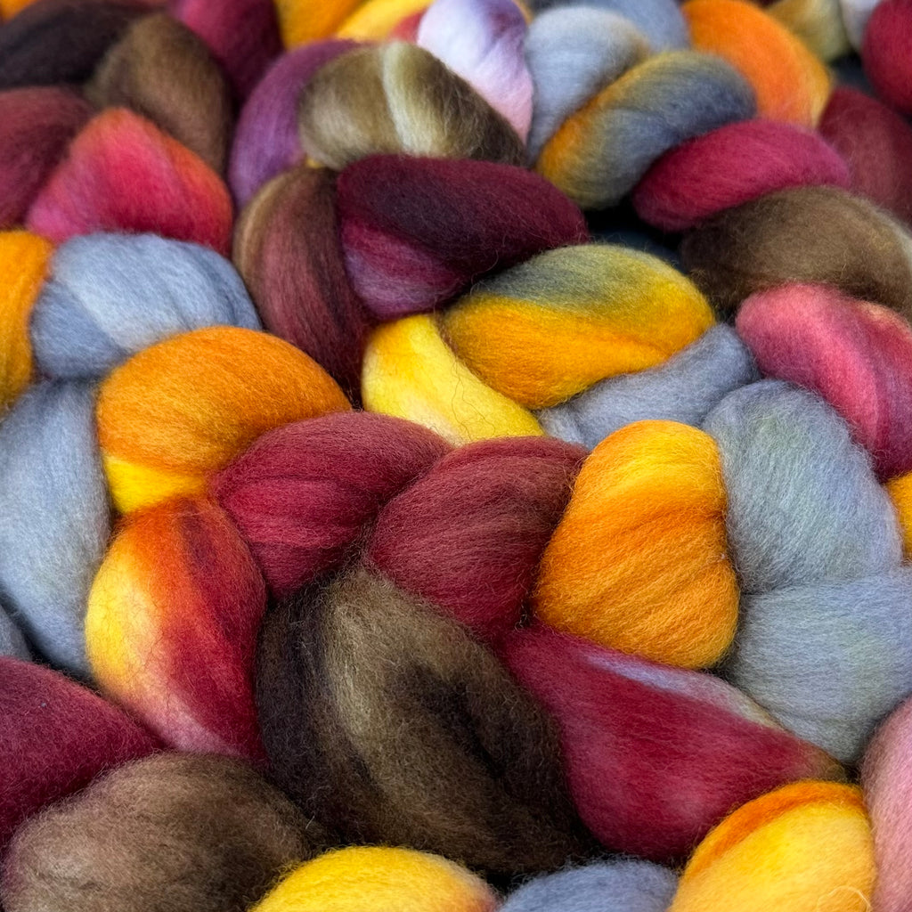 American Targhee wool top spinning fiber Dark Harvest