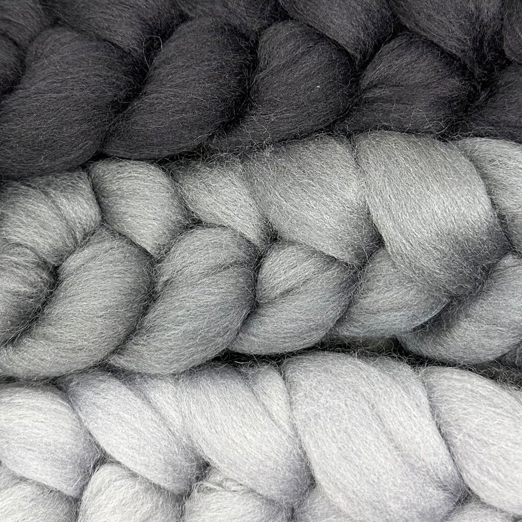 Gradient Merino Combed Top Spin Set Shades of Grey