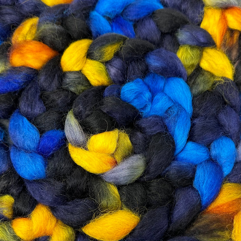 Wensleydale longwool top spinning fiber Starry Night