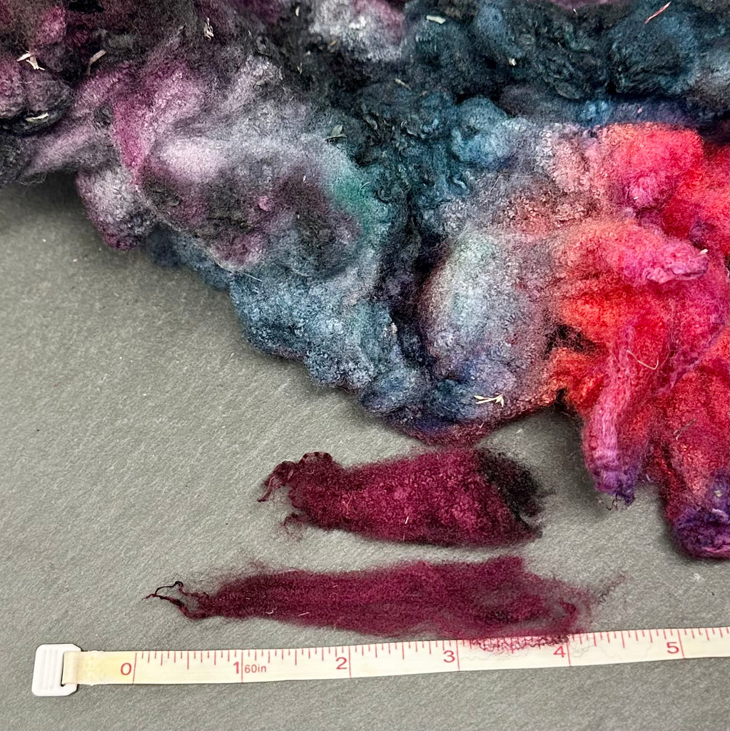 Hand Dyed fleece felting spinning Tunis Lamb Reds