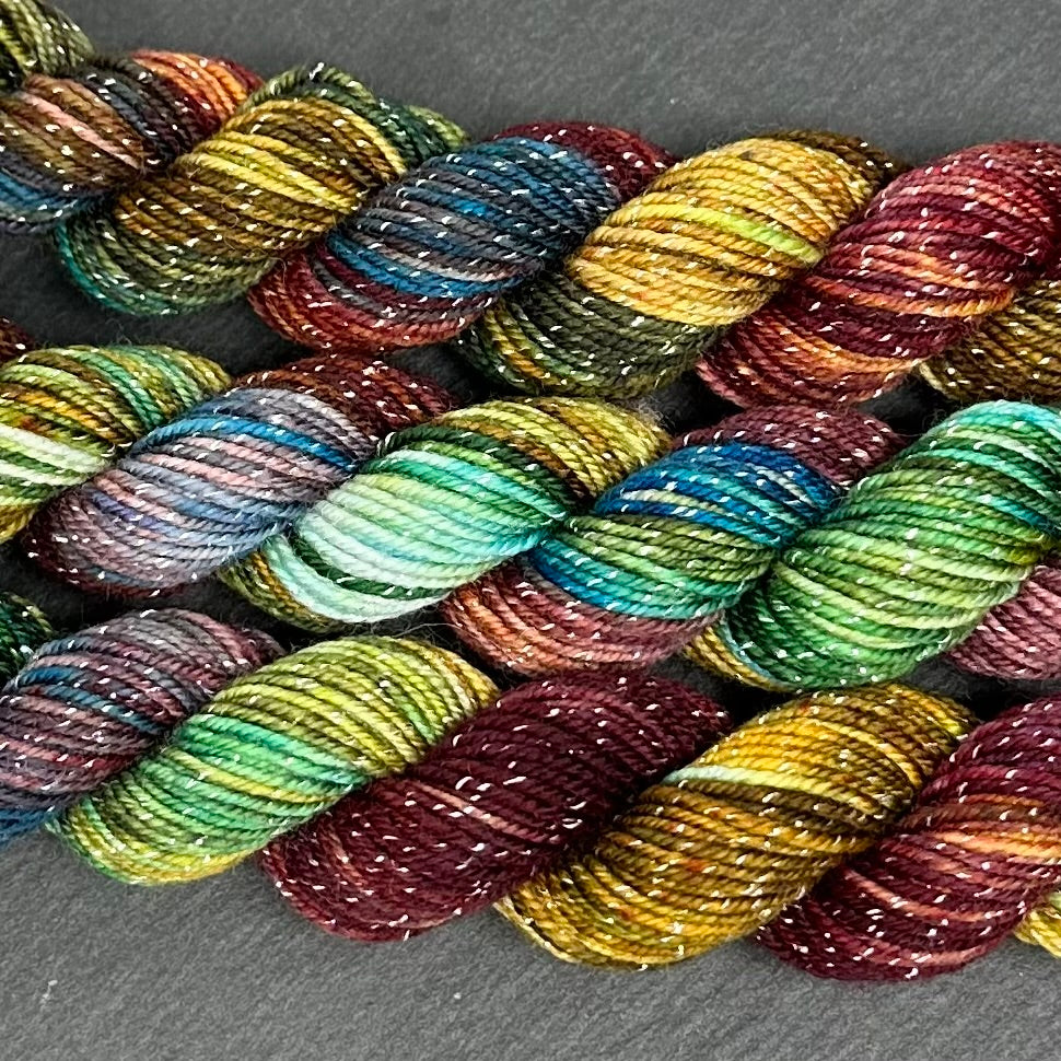 70 yard sock yarn mini skein Mountain Gems