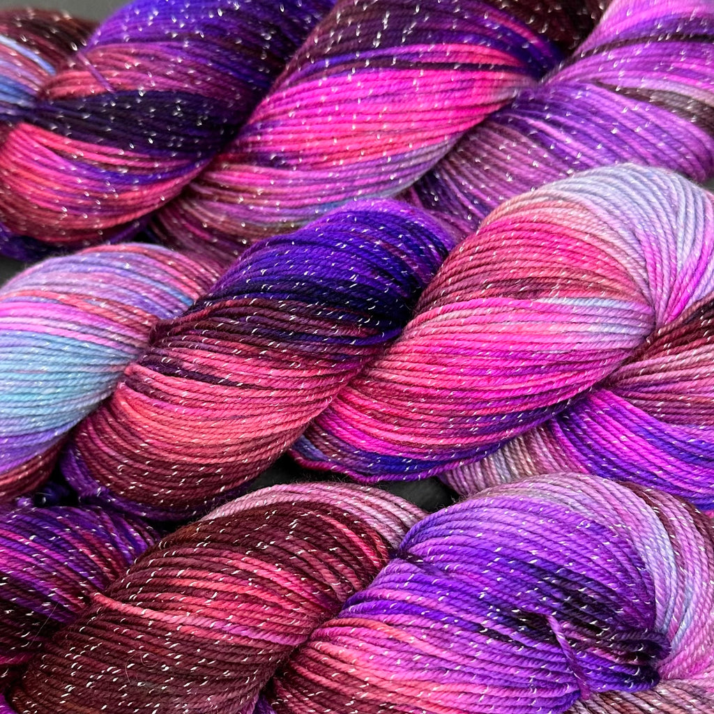 Figment sparkly sock yarn Purple Rain Redux