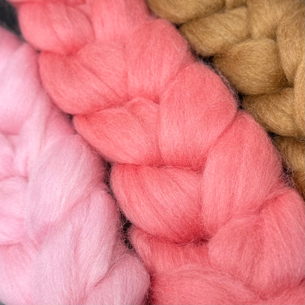 Gradient Merino Combed Top Spin Set Peach Pie