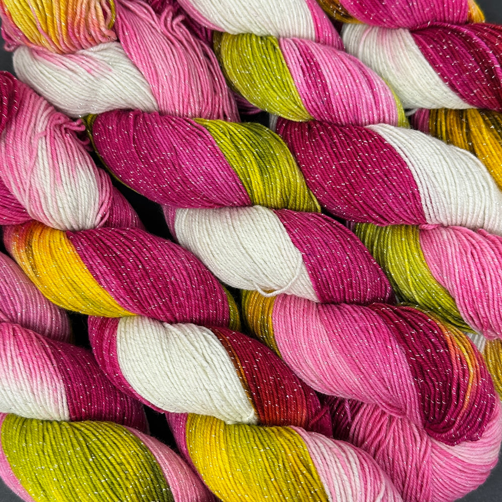 Figment sparkly sock yarn Peony