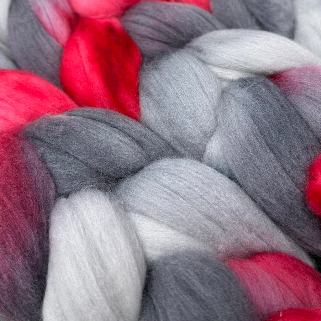 Hand-dyed Merino Combed Top Roving Fury