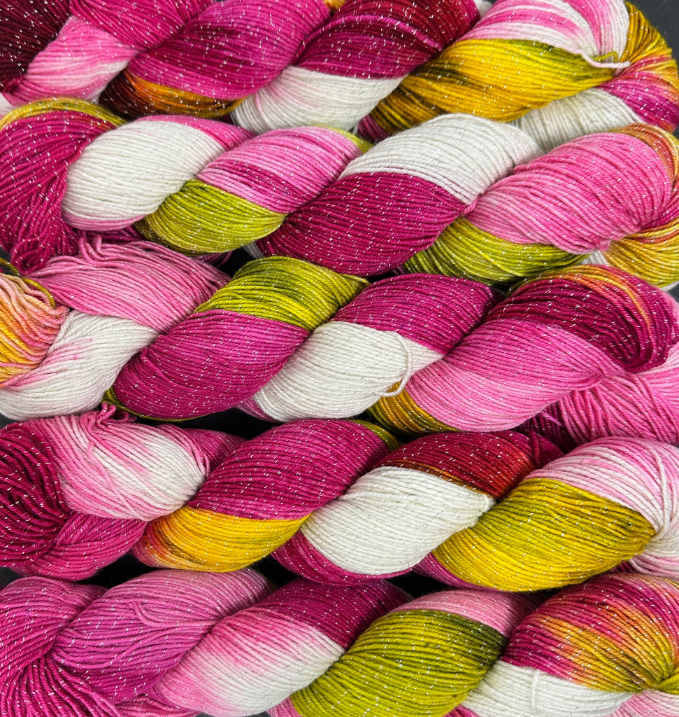 Figment sparkly sock yarn Peony