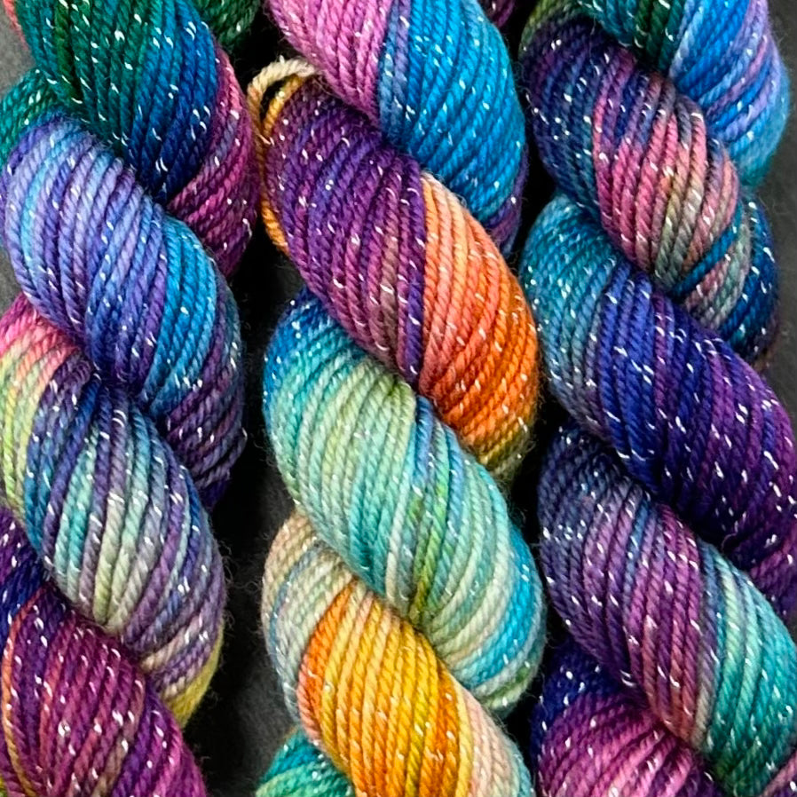 70 yard sock yarn mini skein Skittles