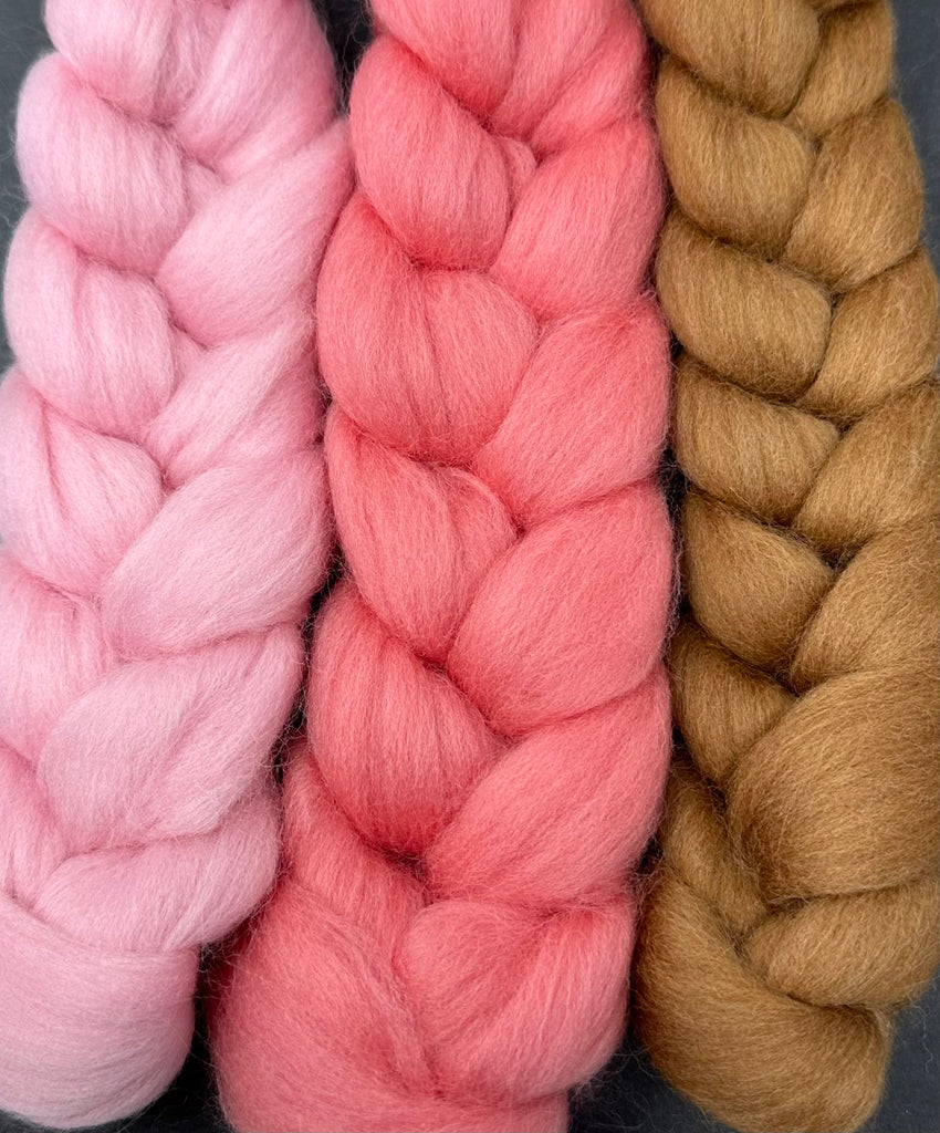 Gradient Merino Combed Top Spin Set Peach Pie