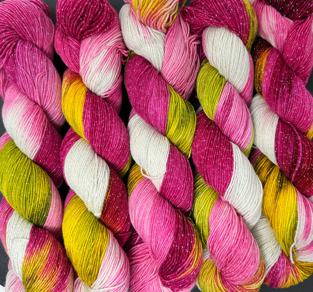 Figment sparkly sock yarn Peony