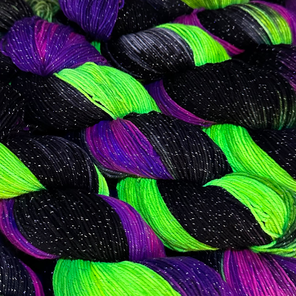 Figment sparkly sock yarn Oogie Boogie
