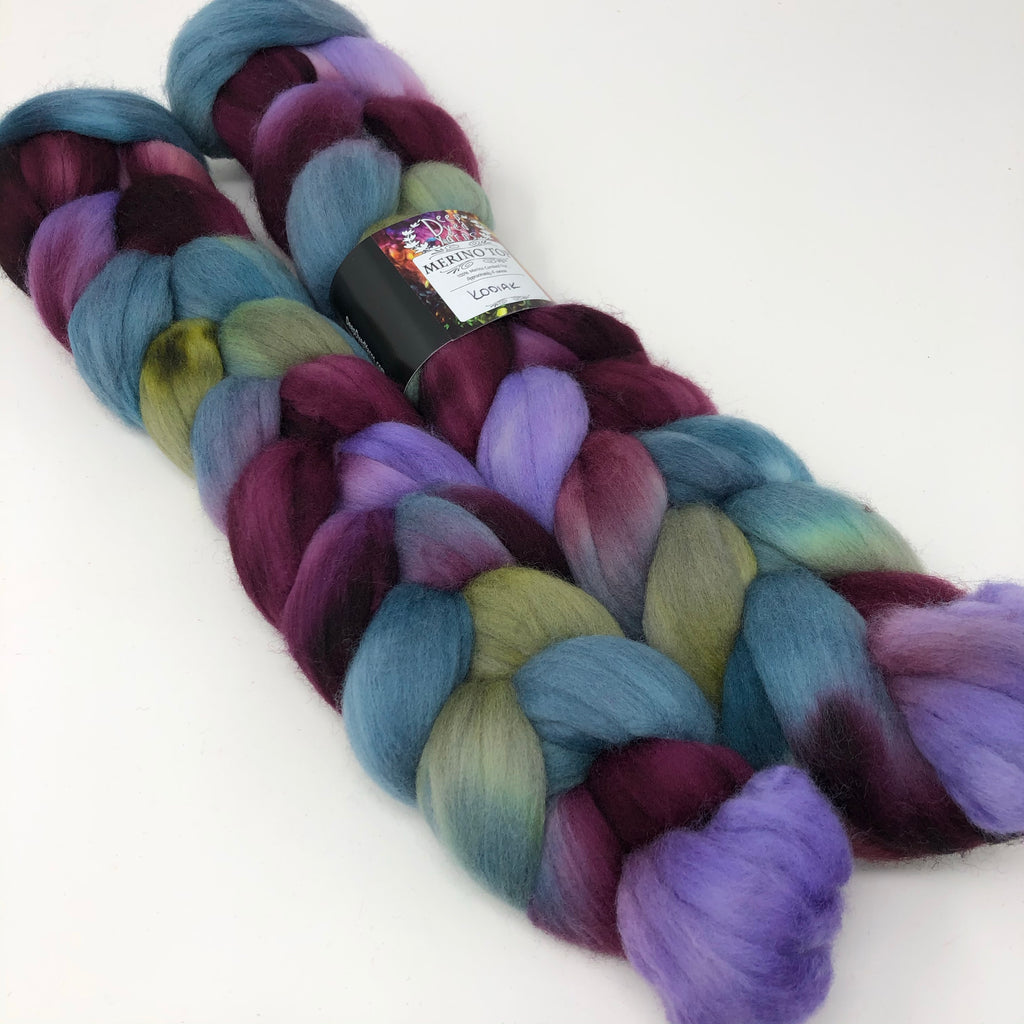 Hand-dyed Merino Combed Top Roving Kodiak