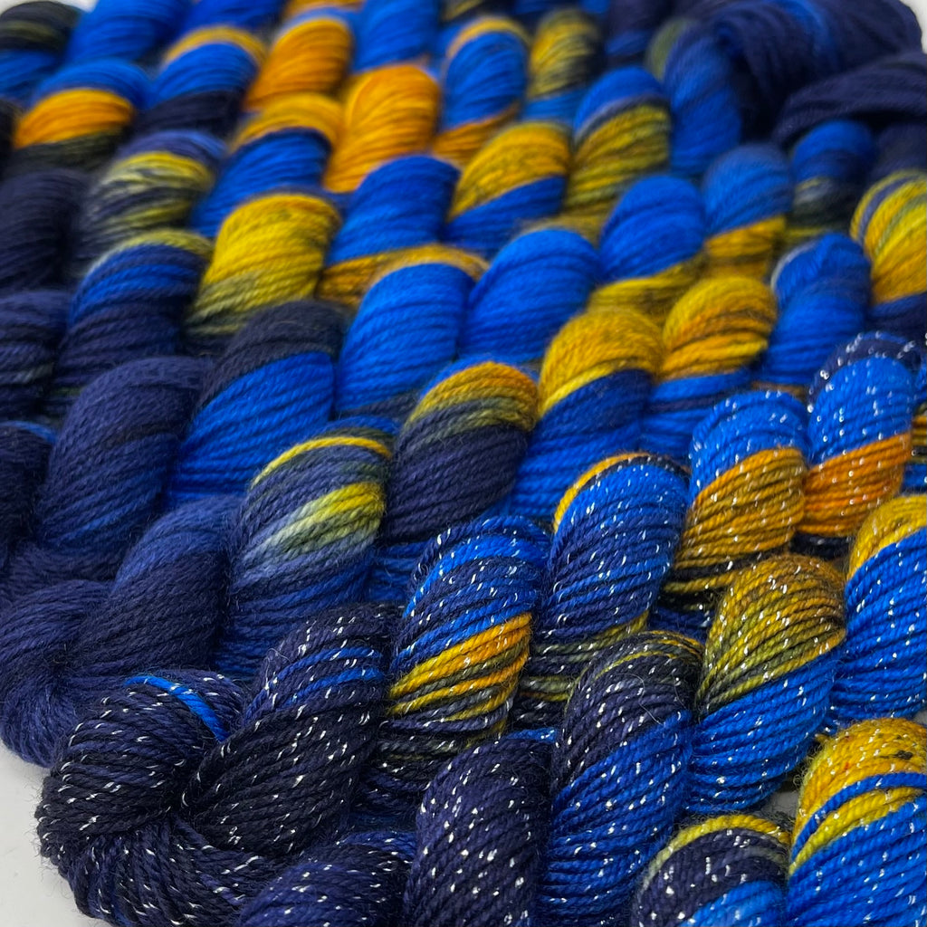 70 yard sock yarn mini skein Starry Night