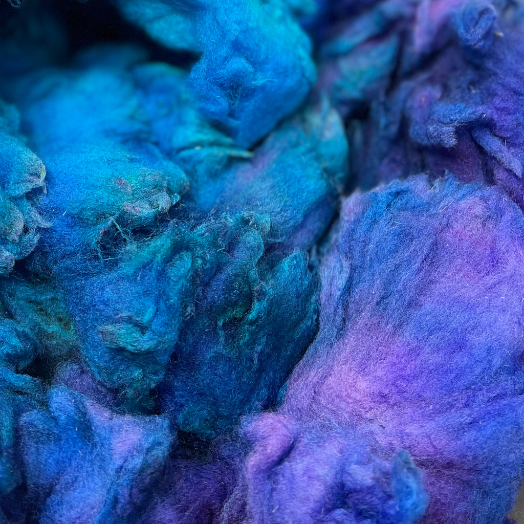 Hand Dyed fleece felting spinning Tunis Galaxy