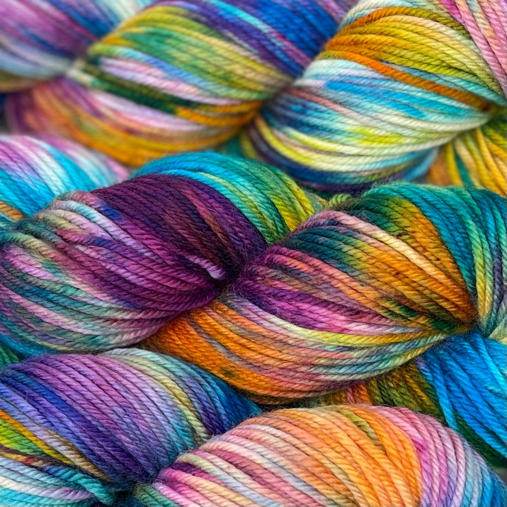 Still heavy DK to light worsted Skittles