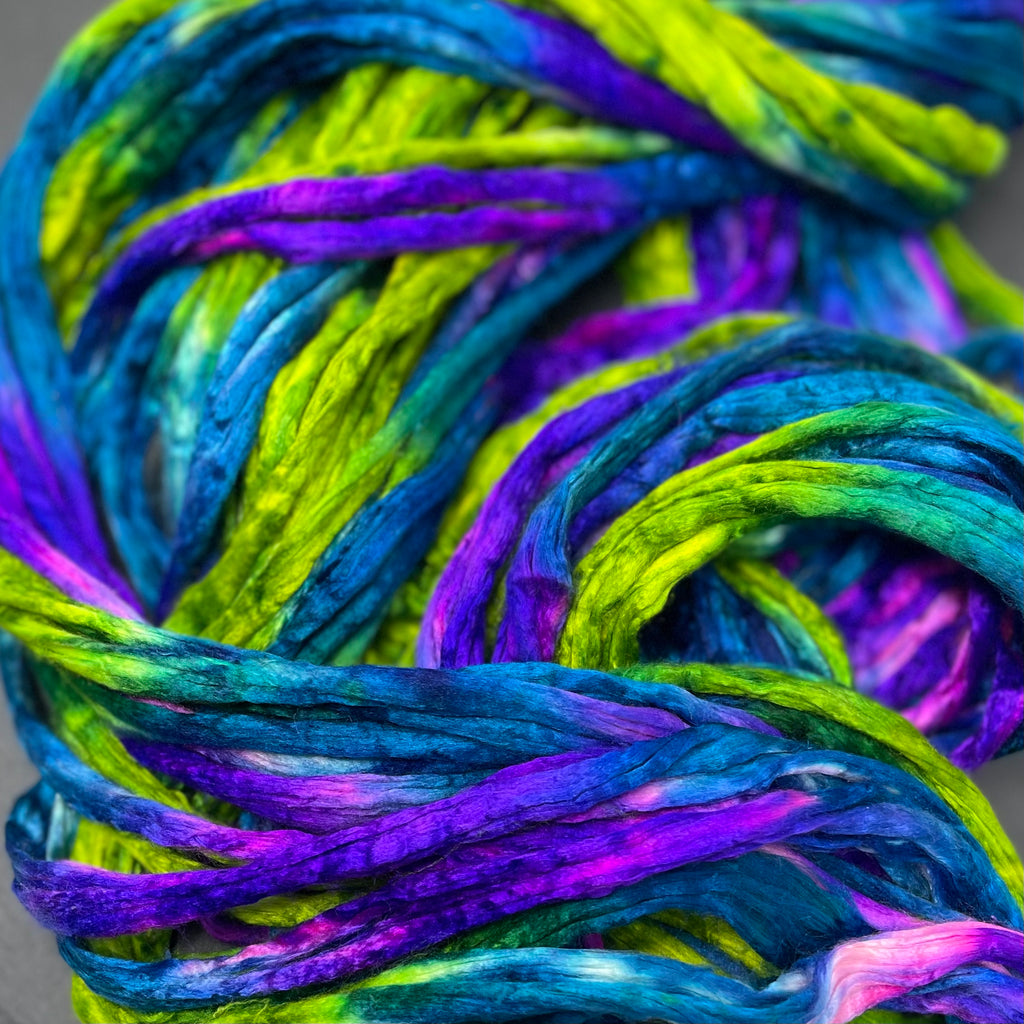 Mulberry Bombyx silk combed top for hand spinning Season of the Witch