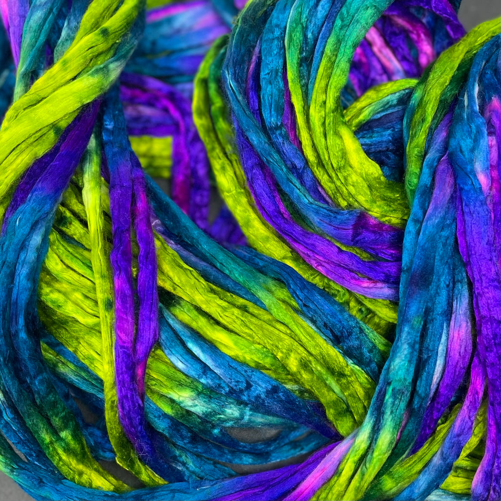 Mulberry Bombyx silk combed top for hand spinning Season of the Witch