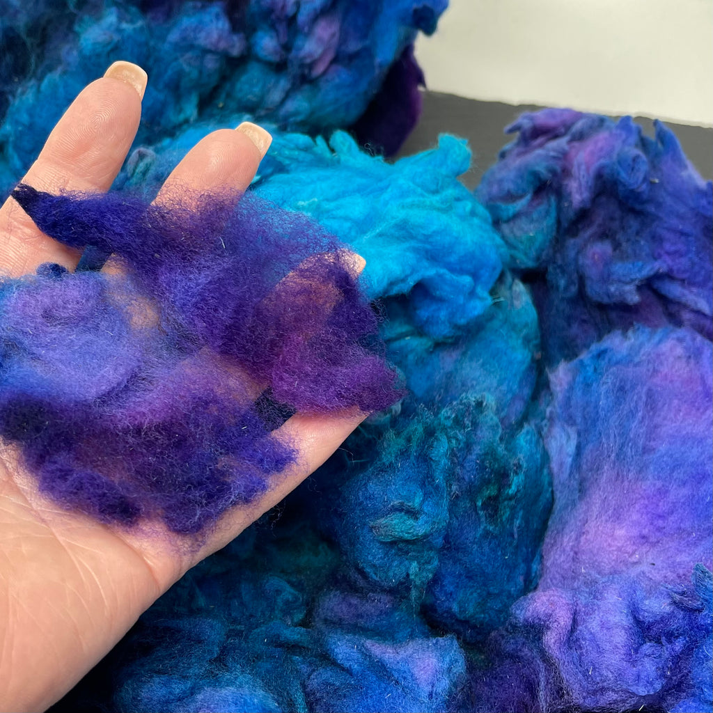 Hand Dyed fleece felting spinning Tunis Galaxy