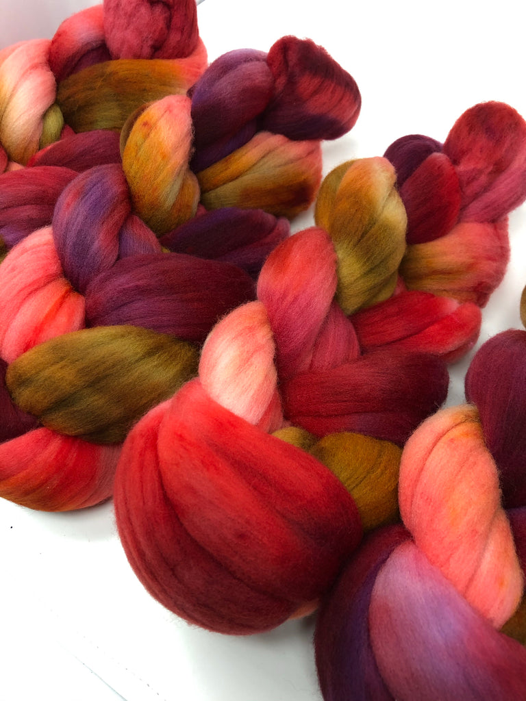 American Targhee wool top spinning fiber Candy Apple