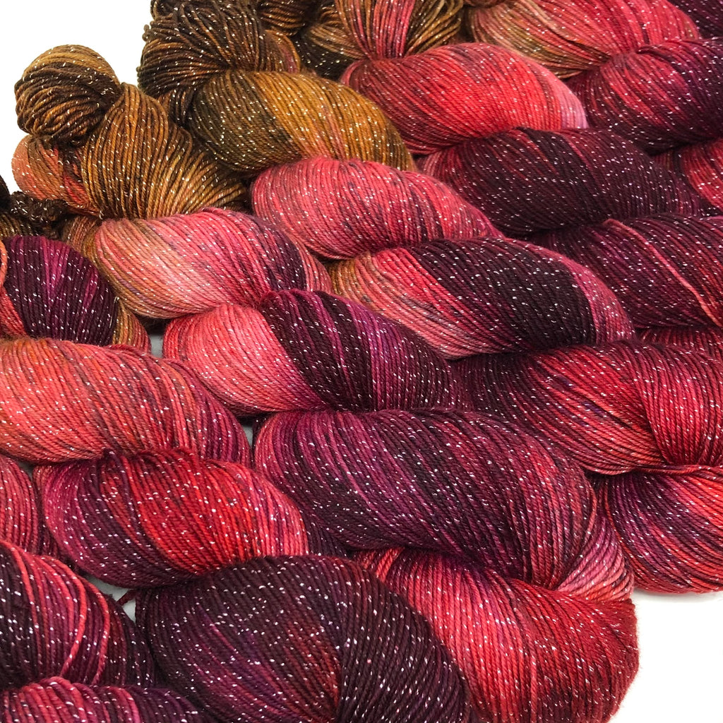 70 yard sock yarn mini skein Candy Apple